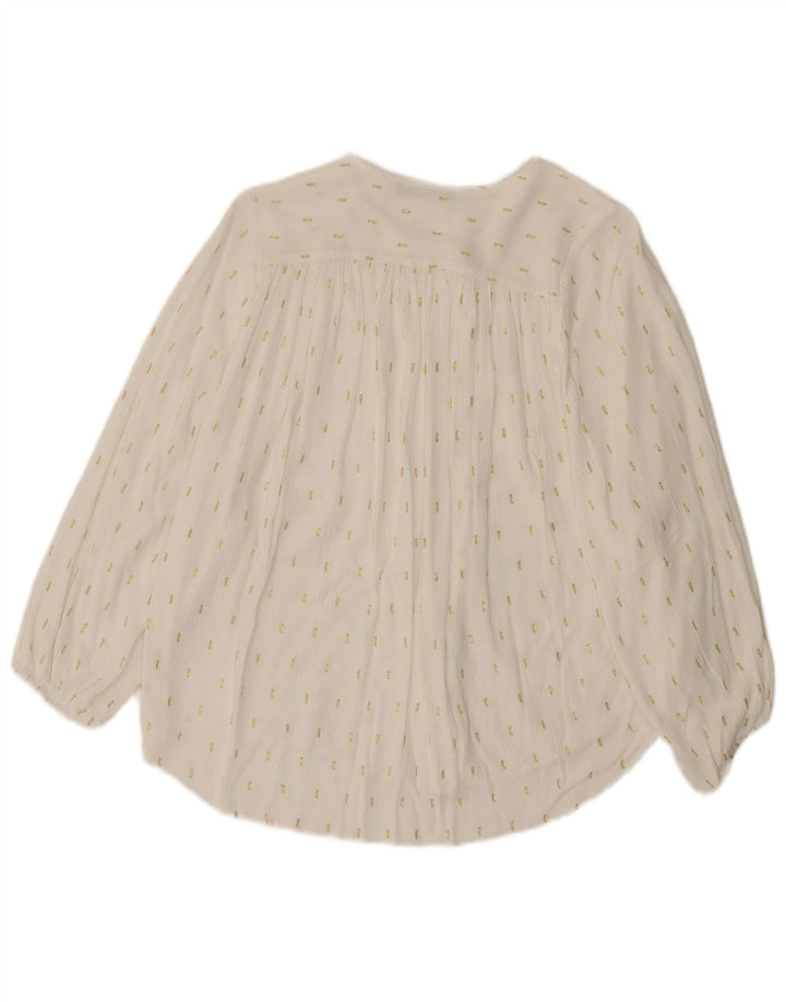Zara Womens 3/4 Sleeve Oversized Shirt Blouse UK 10 Small White Spotted