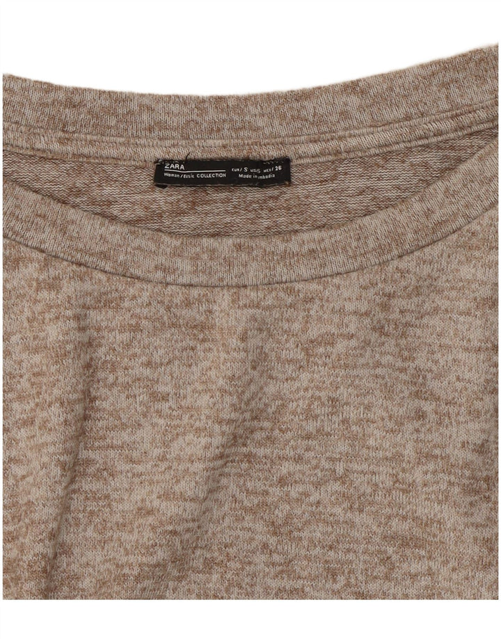 Zara Womens Oversized Top Long Sleeve UK 10 Small Grey Flecked