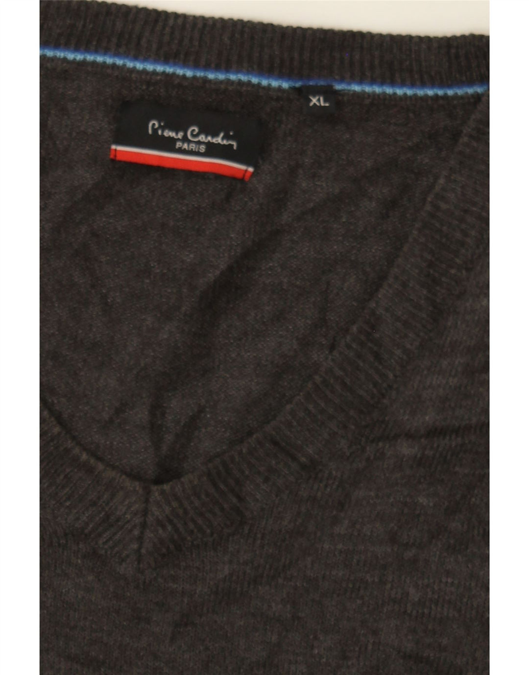 PIERRE CARDIN Mens V-Neck Jumper Sweater XL Grey Acrylic Vintage Pierre Cardin and Second-Hand Pierre Cardin from Messina Hembry 