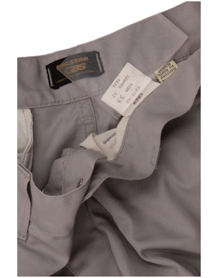 BIG STAR Mens Straight Cargo Trousers W33 L32 Grey Cotton