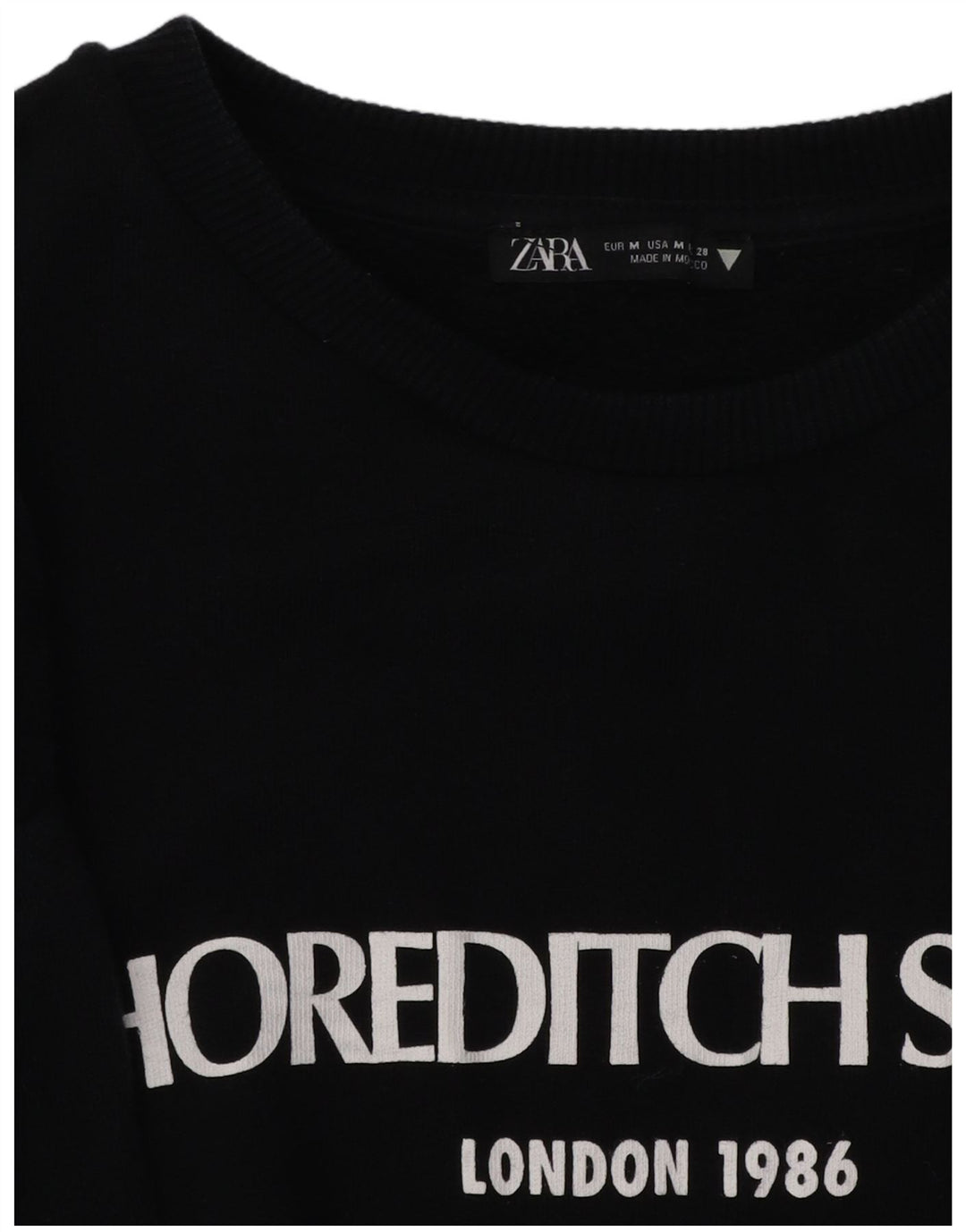 ZARA Womens Graphic Sweatshirt Jumper Dress UK 14 Medium Black Cotton