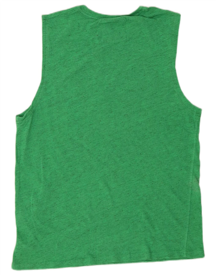 SUPERDRY Mens Graphic T-Shirt Top Large Green Flecked Cotton