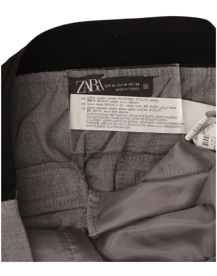 ZARA Womens Slim Suit Trousers Medium W28 L27 Grey Colourblock Polyester