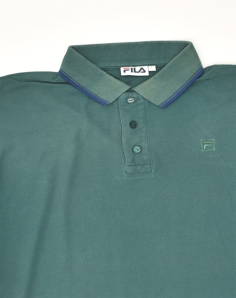 FILA Mens Slim Polo Shirt Large Green Cotton | Vintage Fila | Thrift | Second-Hand Fila | Used Clothing | Messina Hembry 