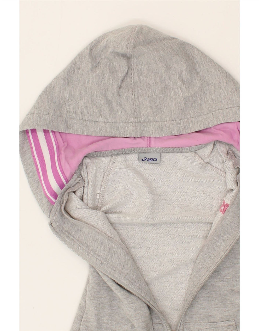 ASICS Womens Zip Hoodie Sweater UK 6 XS Grey Vintage Asics and Second-Hand Asics from Messina Hembry 
