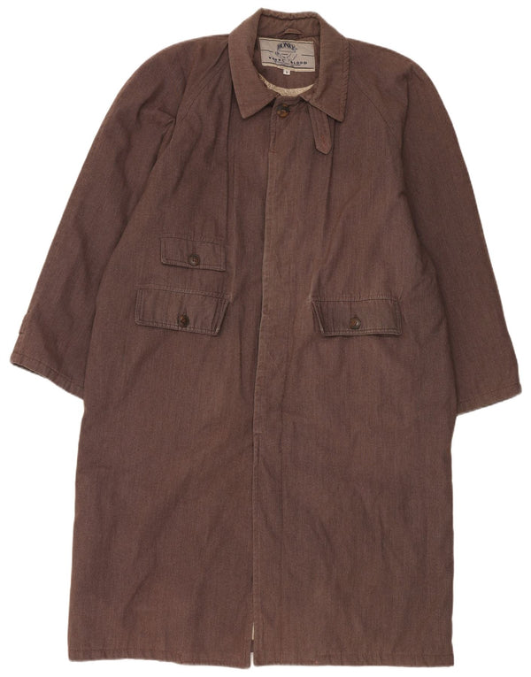 Vintage Mens Overcoat UK 40 Large Brown Cotton
