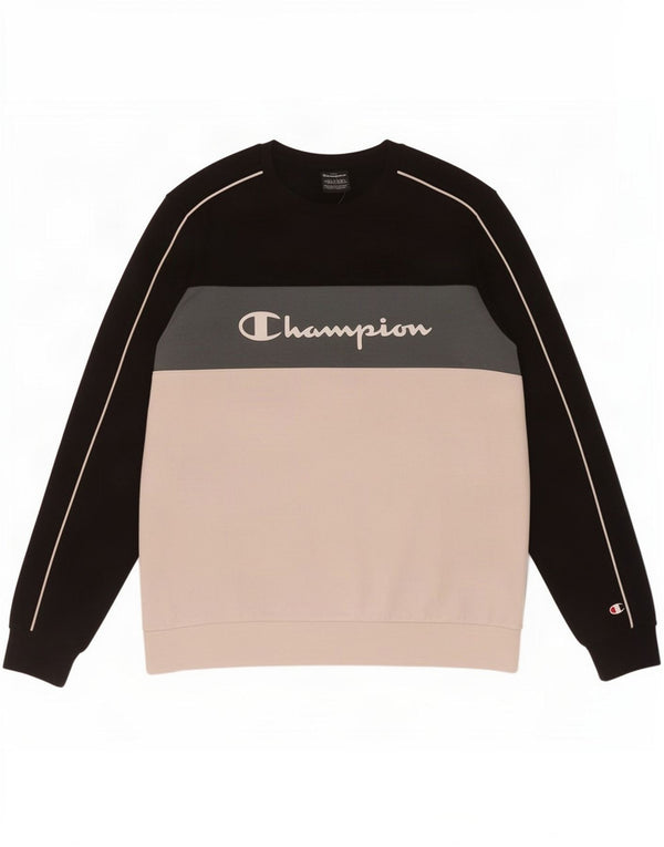 Champion Boys Graphic Sweatshirt Jumper 15-16 Years 2XL Black Colourblock