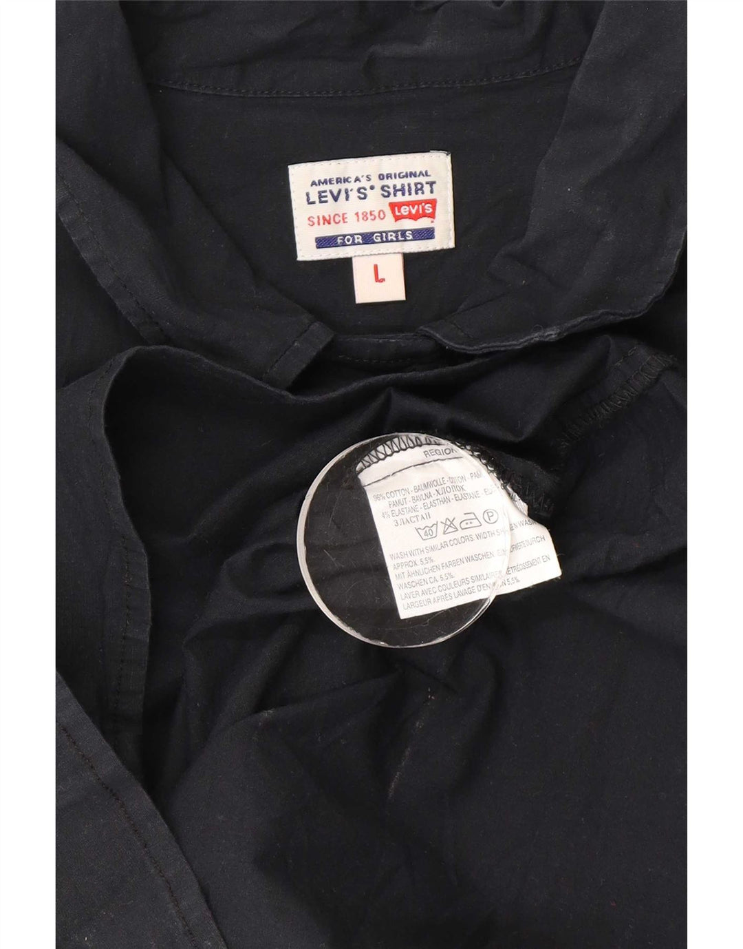 Levi's Womens 3/4 Sleeve Shirt UK 14 Large Black Cotton