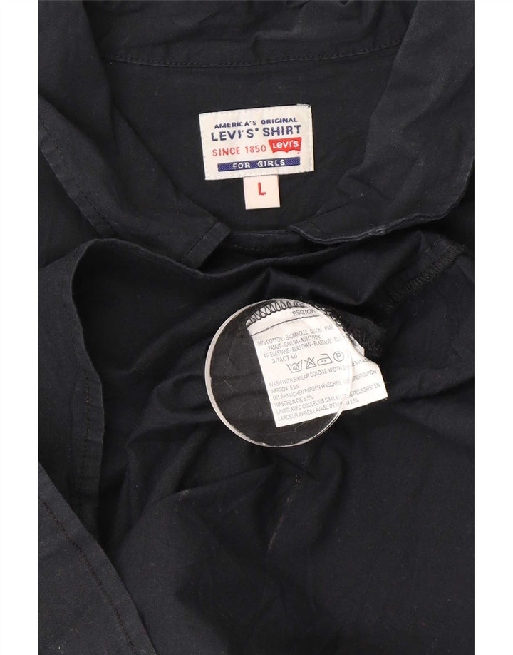 Levi's Womens 3/4 Sleeve Shirt UK 14 Large Black Cotton