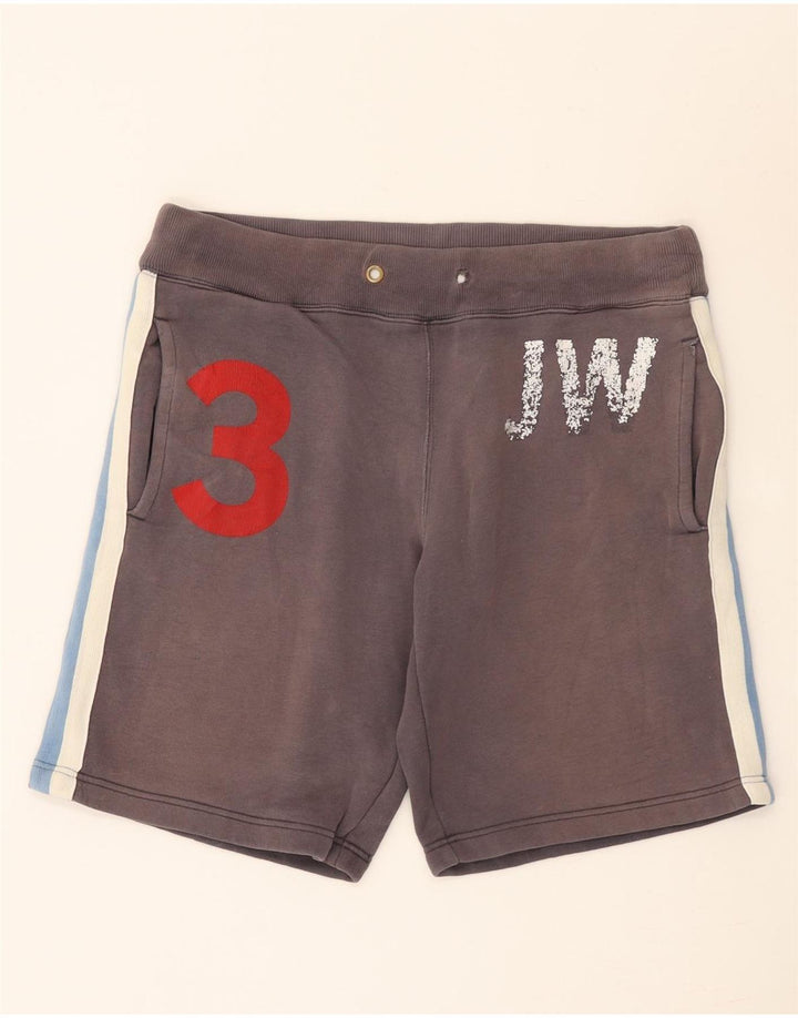 Jack Wills Mens Graphic Sport Shorts Medium Grey Colourblock Cotton