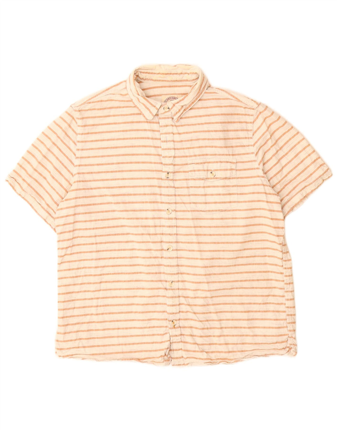 Fat Face Mens Short Sleeve Shirt Large White Striped Cotton