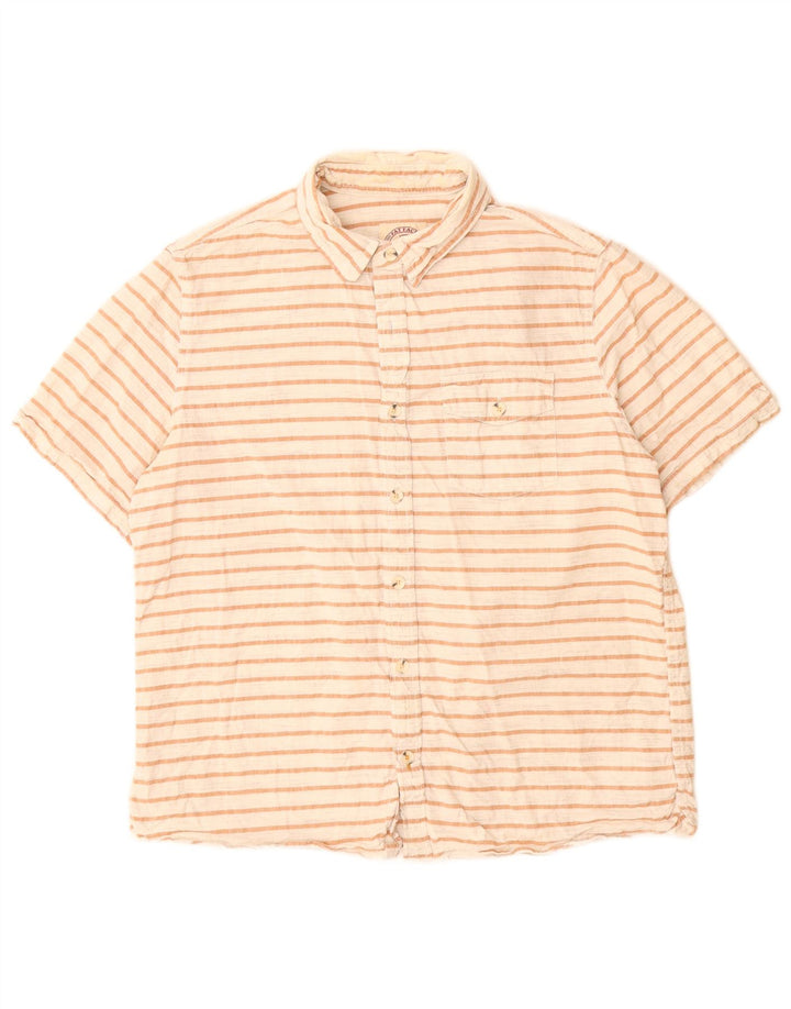 Fat Face Mens Short Sleeve Shirt Large White Striped Cotton