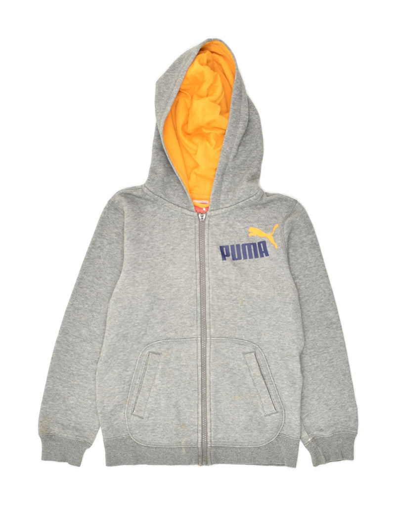 PUMA Boys Graphic Zip Hoodie Sweater 9-10 Years Grey | Vintage Puma | Thrift | Second-Hand Puma | Used Clothing | Messina Hembry 