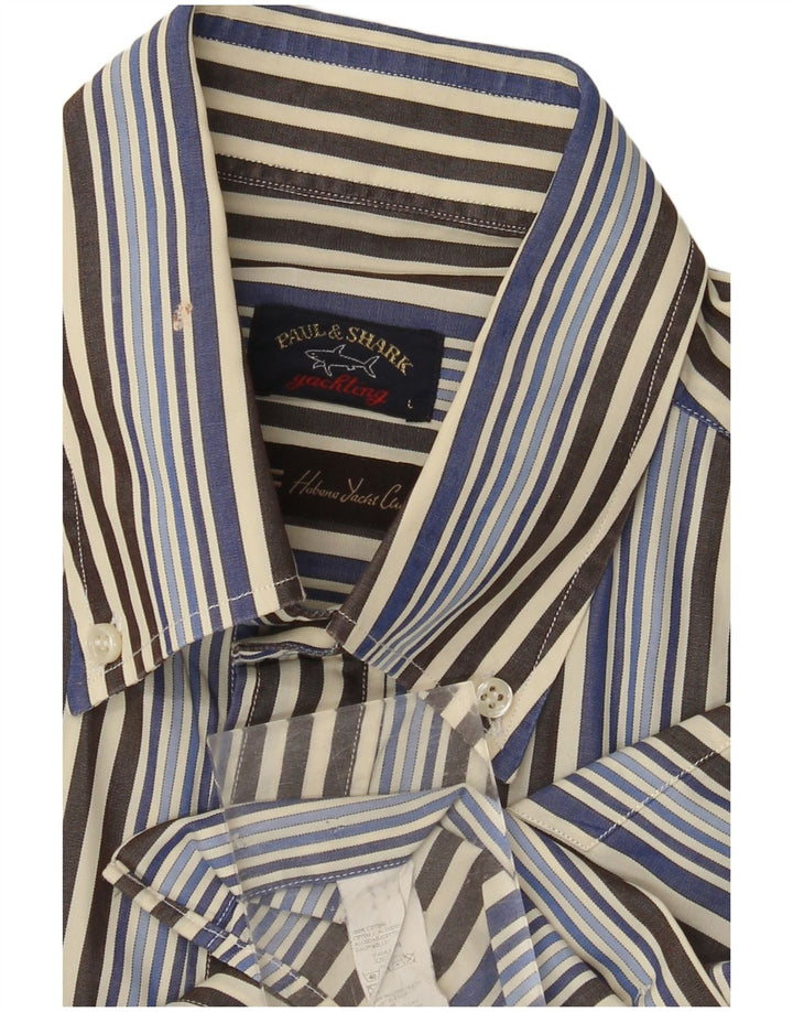 PAUL & SHARK Mens Yachting Shirt Large Multicoloured Striped Cotton