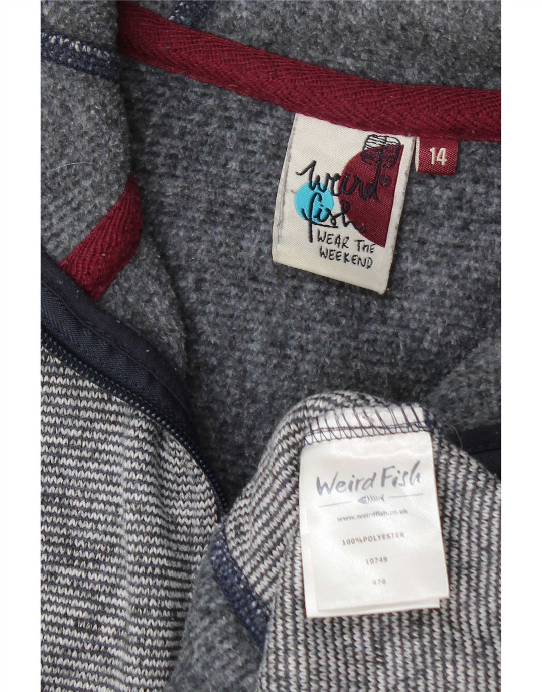 Weird Fish Womens Zip Hoodie Sweater UK 14 Large  Grey Flecked Polyester