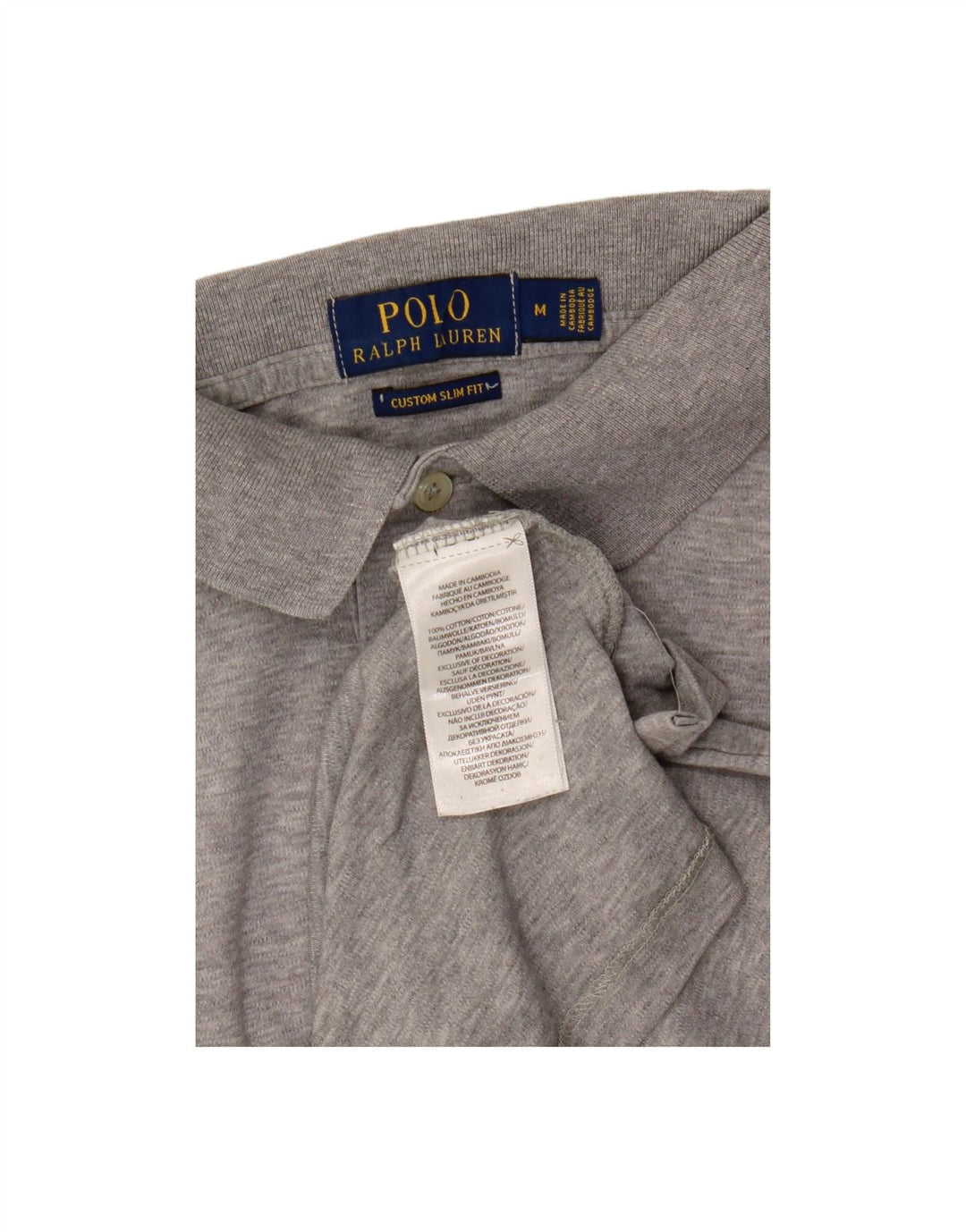 POLO RALPH LAUREN Mens Custom Slim Fit Polo Shirt Medium Grey Cotton