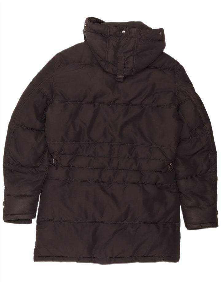 Zara Mens Hooded Padded Coat UK 36 Small Black Polyester