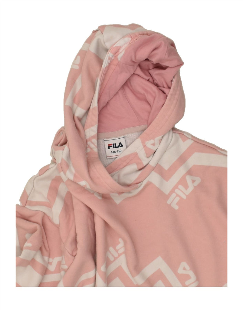 FILA Girls Oversized Graphic Hoodie Jumper 12-13 Years Pink Cotton | Vintage Fila | Thrift | Second-Hand Fila | Used Clothing | Messina Hembry 