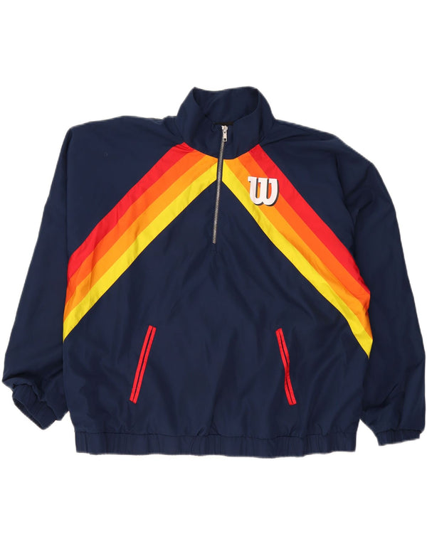 WILSON Womens Oversized Graphic Windbreaker Jacket UK 22 2XL Navy Blue