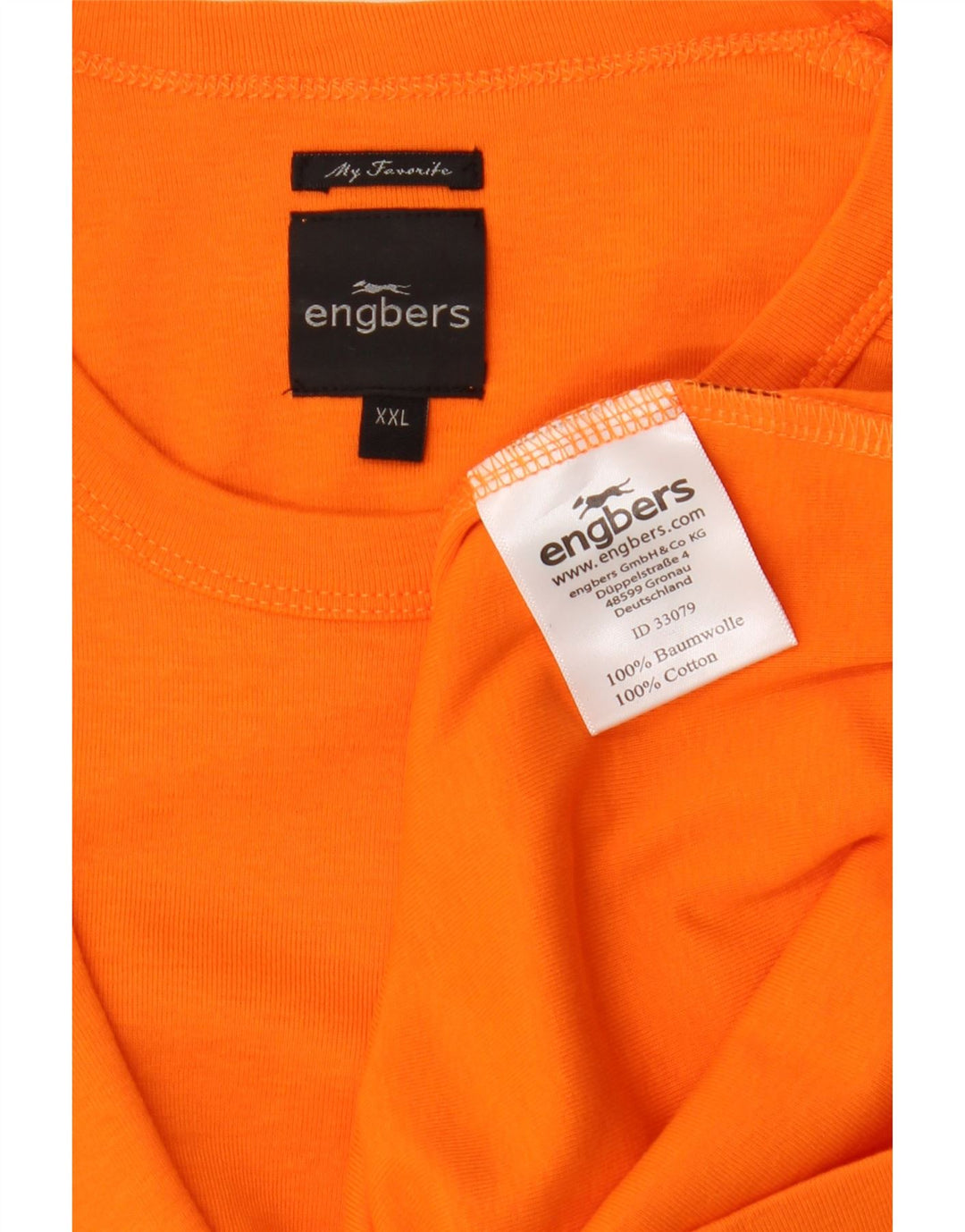 Engbers Mens T-Shirt Top 2XL Orange Cotton