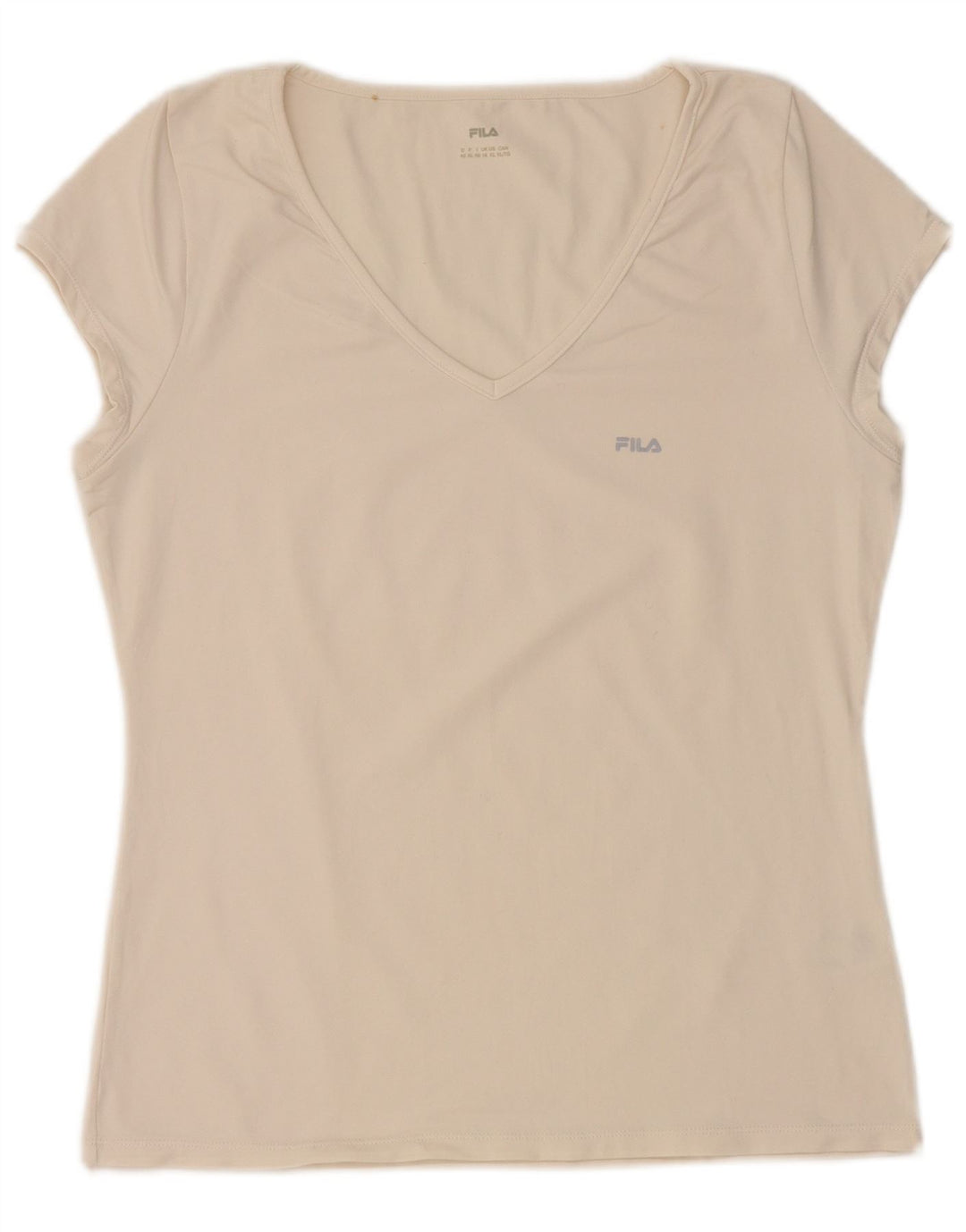 FILA Womens T-Shirt Top UK 16 Large Off White Nylon