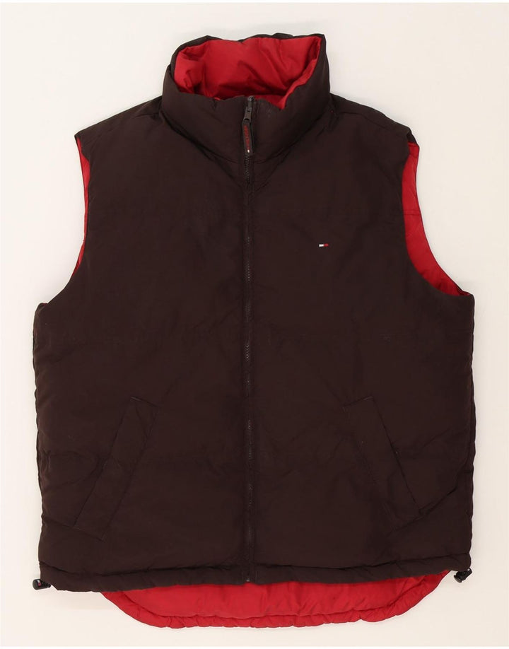 Tommy Hilfiger Mens Reversible Padded Gilet UK 38 Medium Red Polyester
