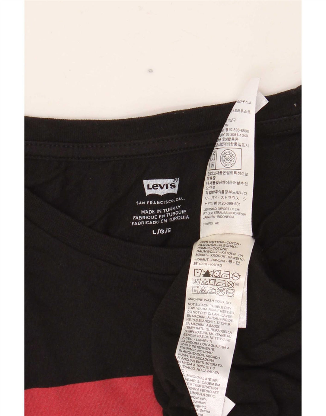 Levi's Mens Graphic Top Long Sleeve Large Black Cotton
