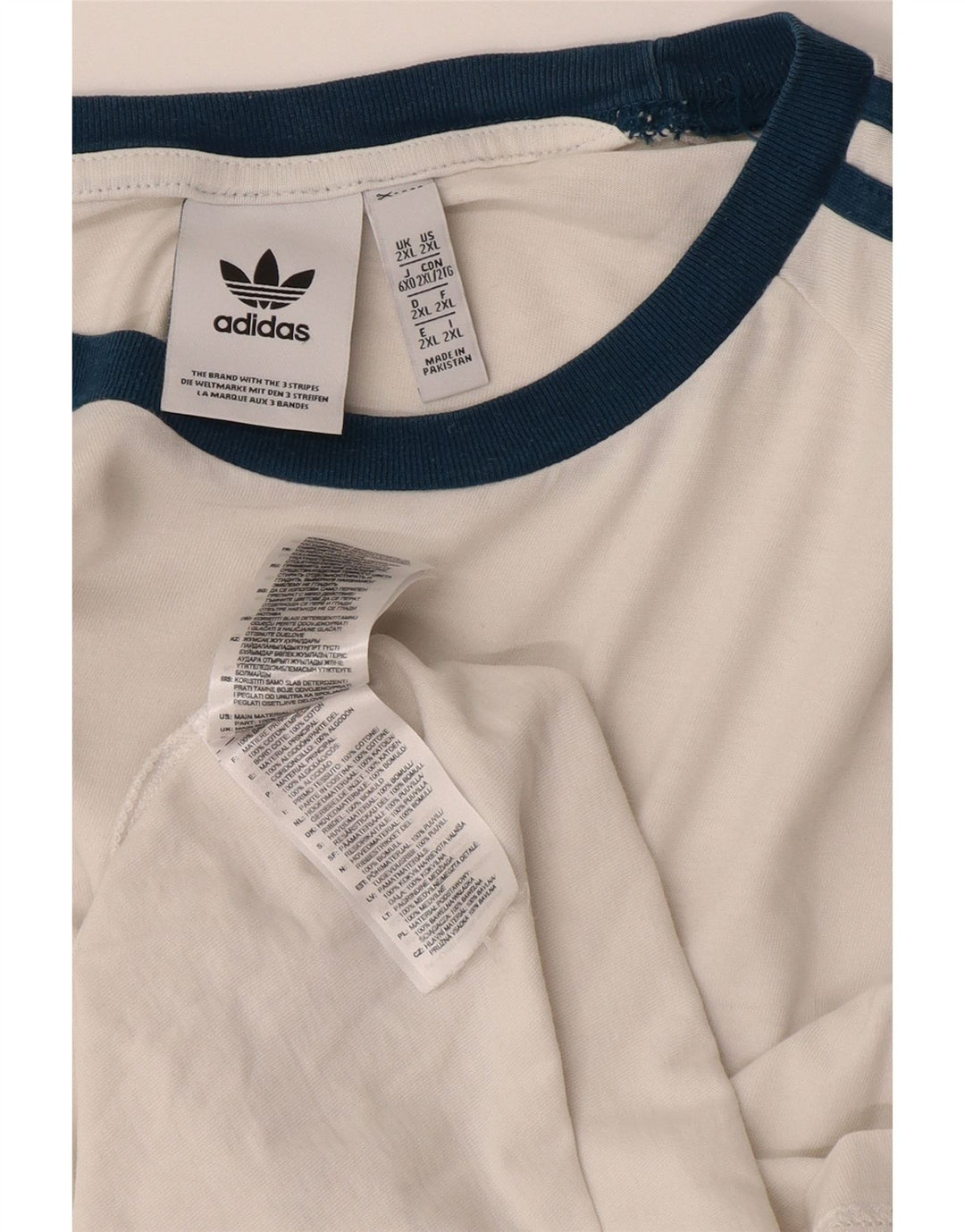 Adidas Mens T-Shirt Top 2XL White Cotton