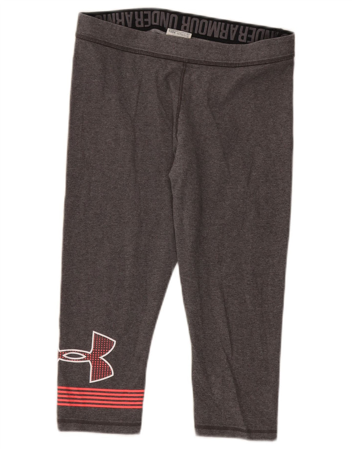 Under Armour Womens Graphic Capri Leggings UK 14 Medium  Grey Cotton