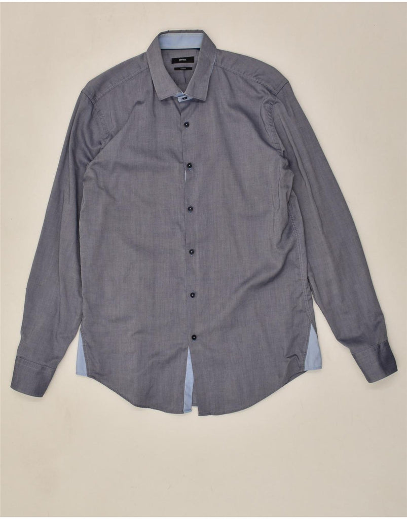 HUGO BOSS Mens Slim Fit Shirt Medium Blue | Vintage Hugo Boss | Thrift | Second-Hand Hugo Boss | Used Clothing | Messina Hembry 