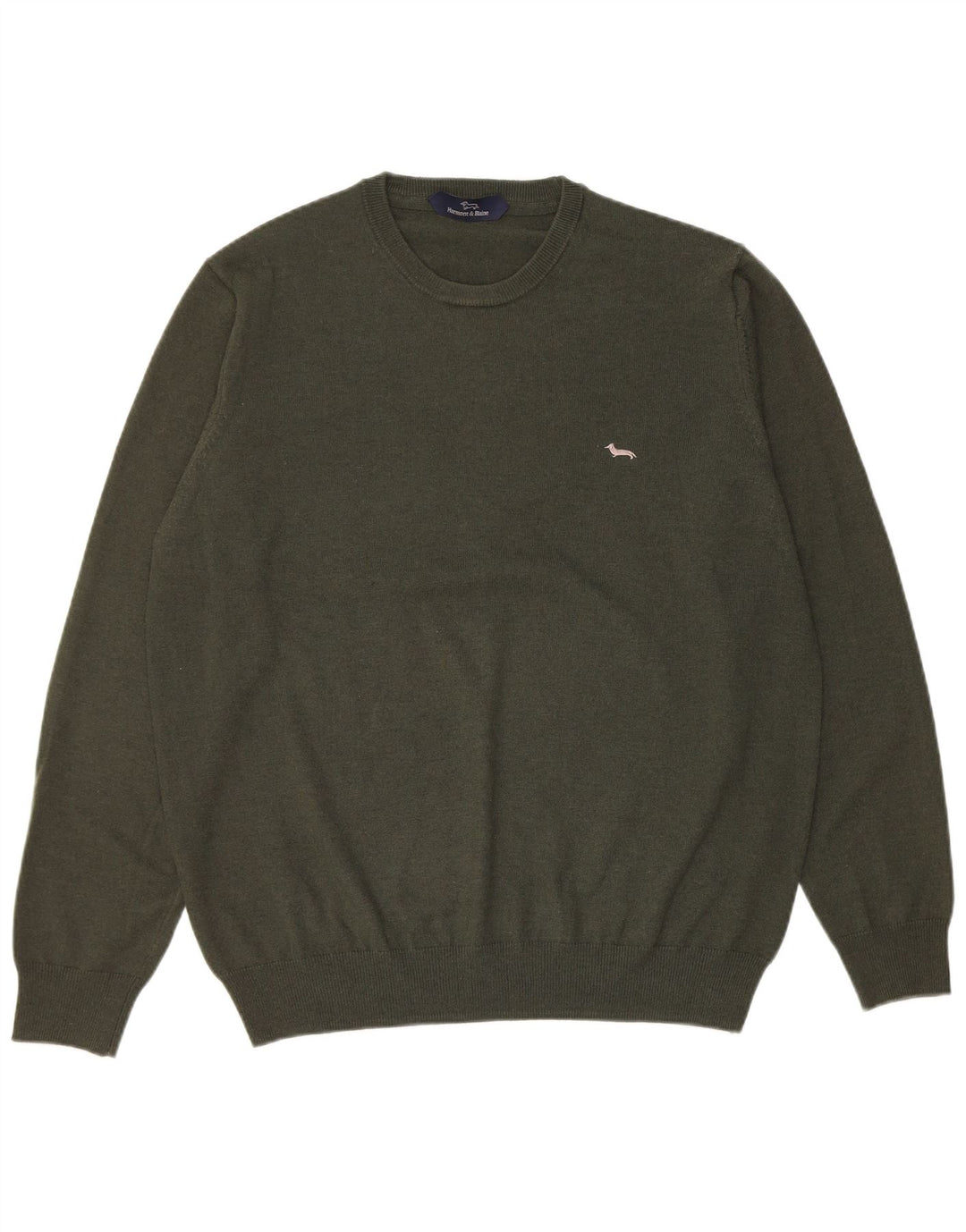 Harmont & Blaine Mens Crew Neck Jumper Sweater XL Green Wool