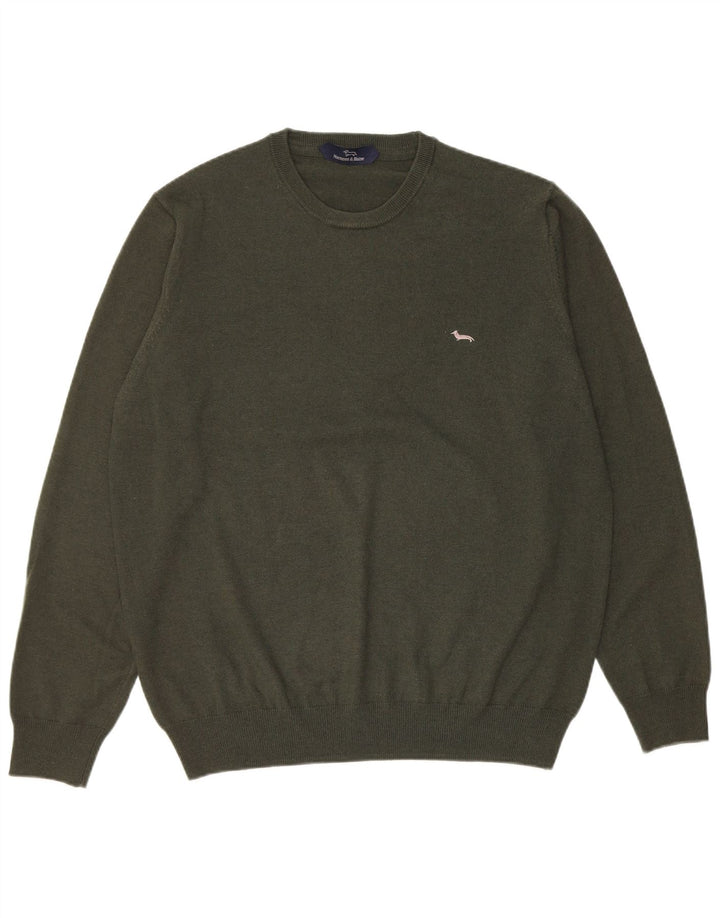 Harmont & Blaine Mens Crew Neck Jumper Sweater XL Green Wool