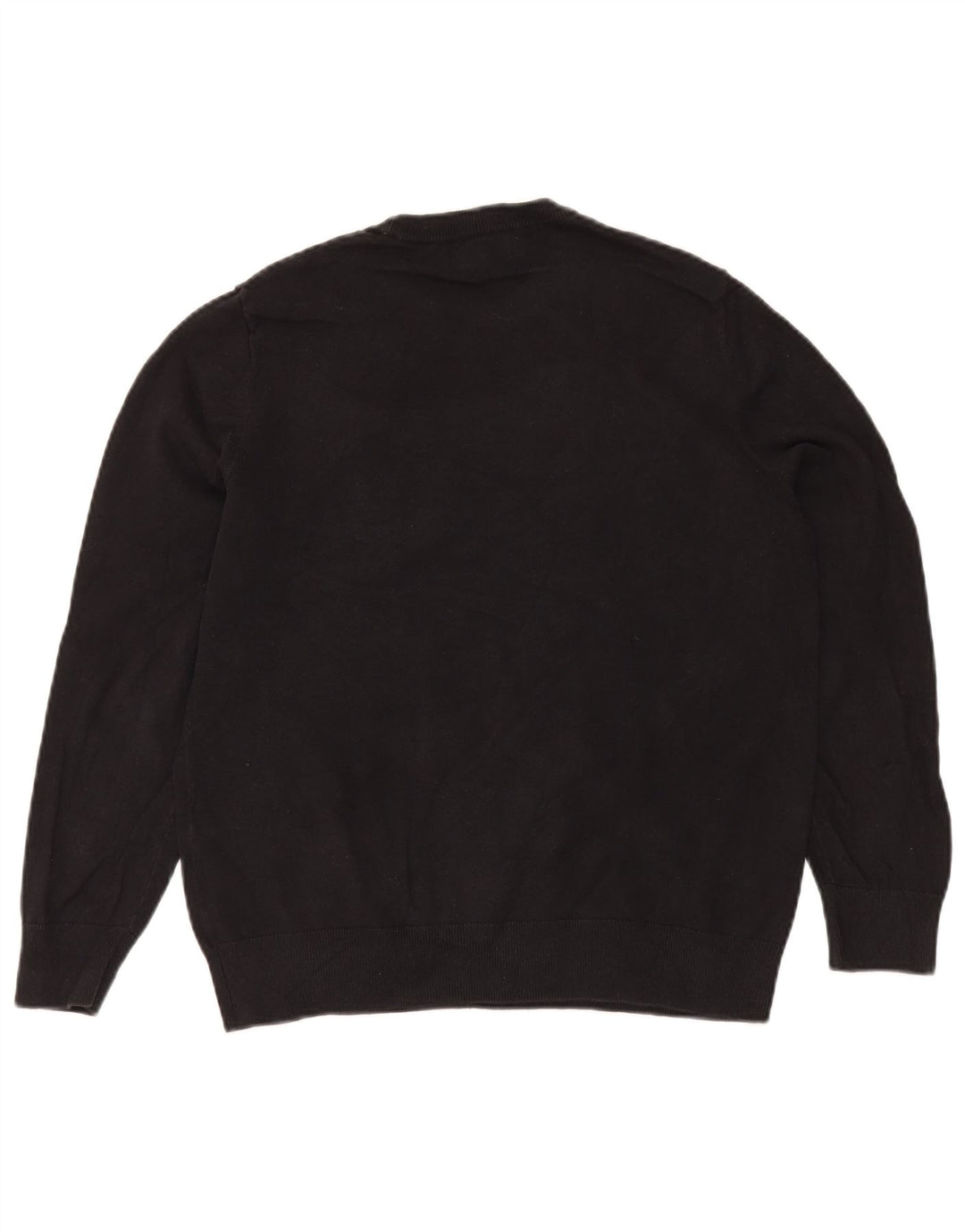 Nautica Mens Crew Neck Jumper Sweater Medium Black Striped Cotton