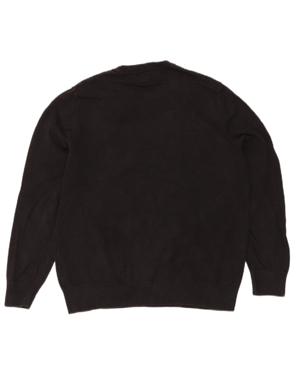 Nautica Mens Crew Neck Jumper Sweater Medium Black Striped Cotton