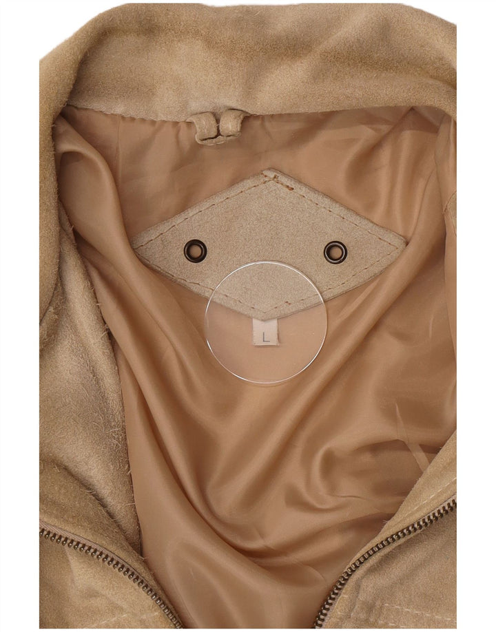 Vintage Mens Suede Jacket UK 40 Large Beige