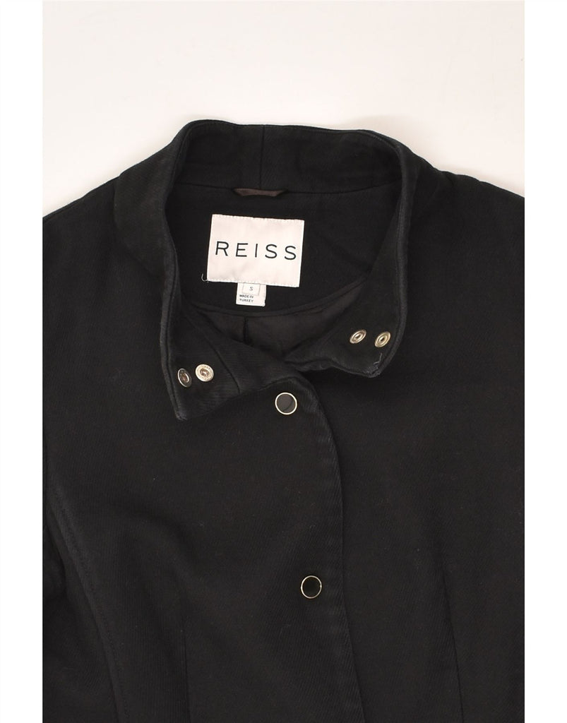 REISS Womens Overcoat UK 10 Small Black Cotton | Vintage Reiss | Thrift | Second-Hand Reiss | Used Clothing | Messina Hembry 