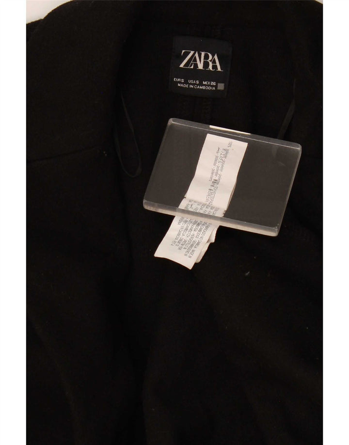 Zara Womens Overcoat UK 10 Small Black Polyester