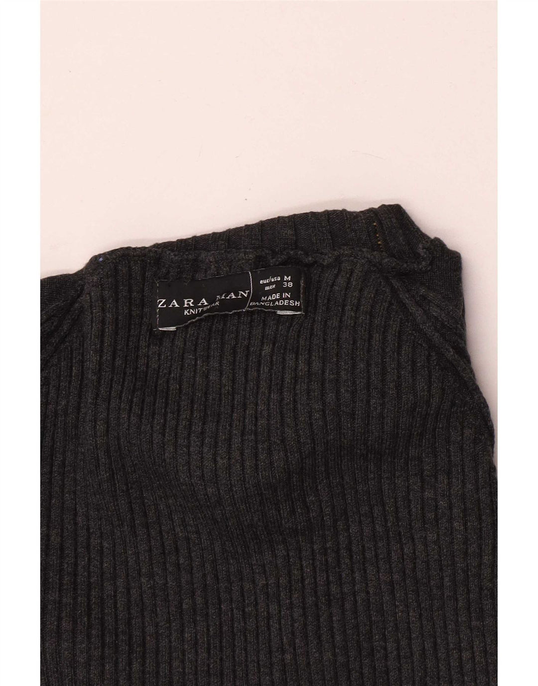 Zara Mens Roll Neck Jumper Sweater Medium Grey