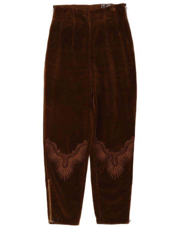 Vintage Womens High Waist Tapered Casual Trousers IT 40 Small W26 L26 Brown