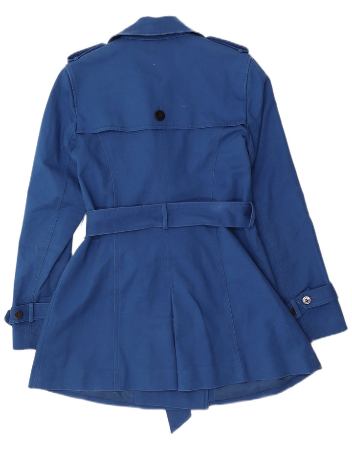 Hobbs Womens Trench Coat UK 10 Small Blue Cotton