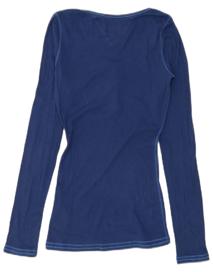 Tommy Hilfiger Womens Top Long Sleeve UK 12 Medium Navy Blue