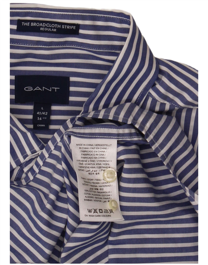 GANT Mens Regular Fit Shirt Size 41/42 16 1/2 Large Blue Striped Cotton