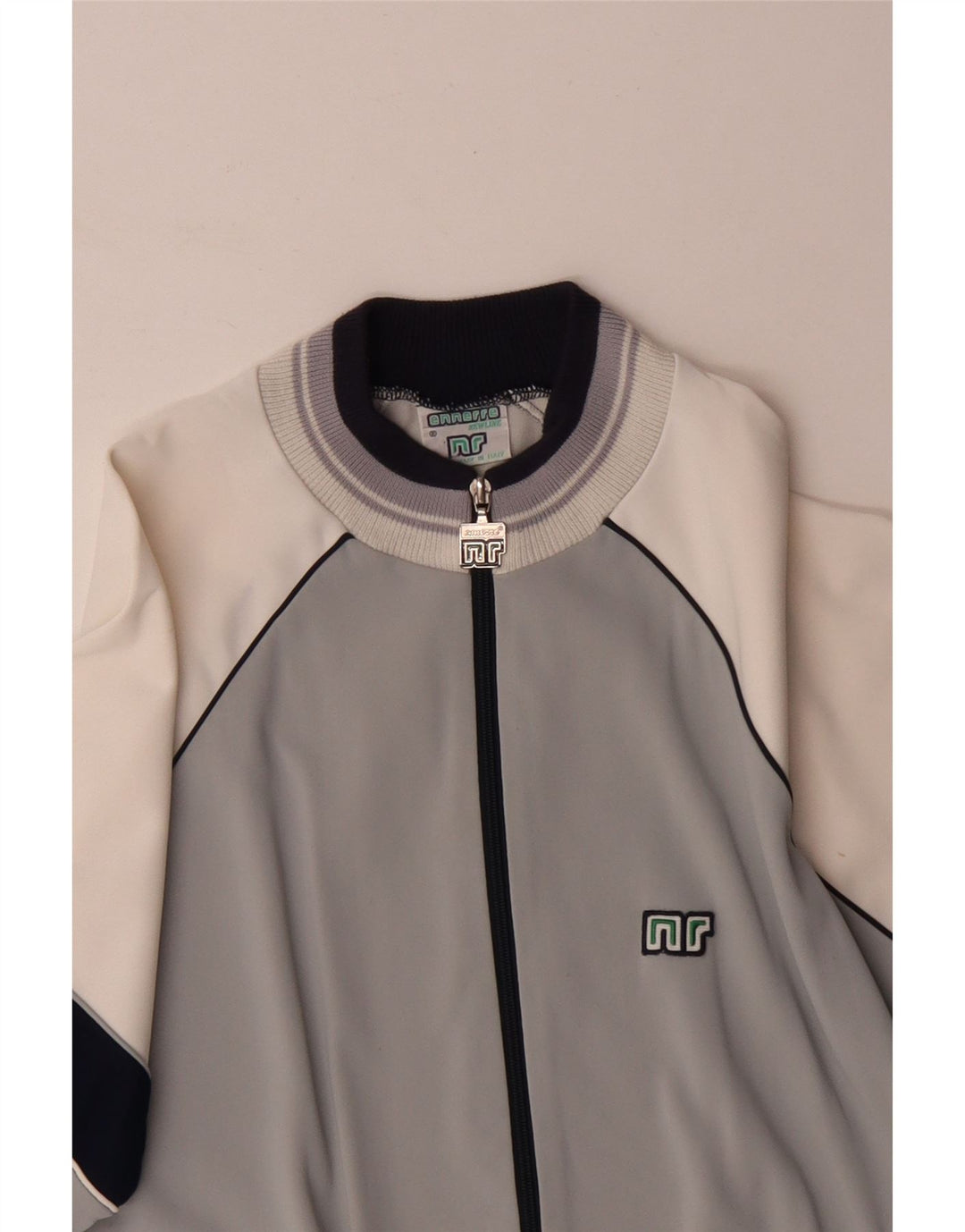 Vintage Mens Tracksuit Top Jacket IT 52 Large Grey Colourblock
