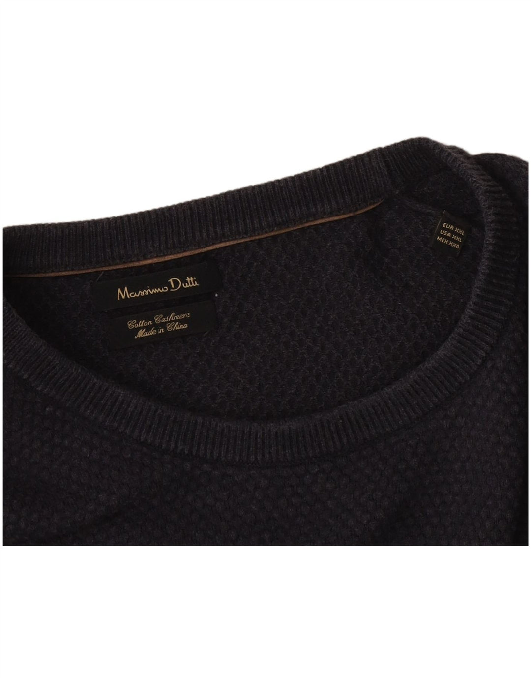 Massimo Dutti Mens Crew Neck Jumper Sweater 2XL Navy Blue Cotton