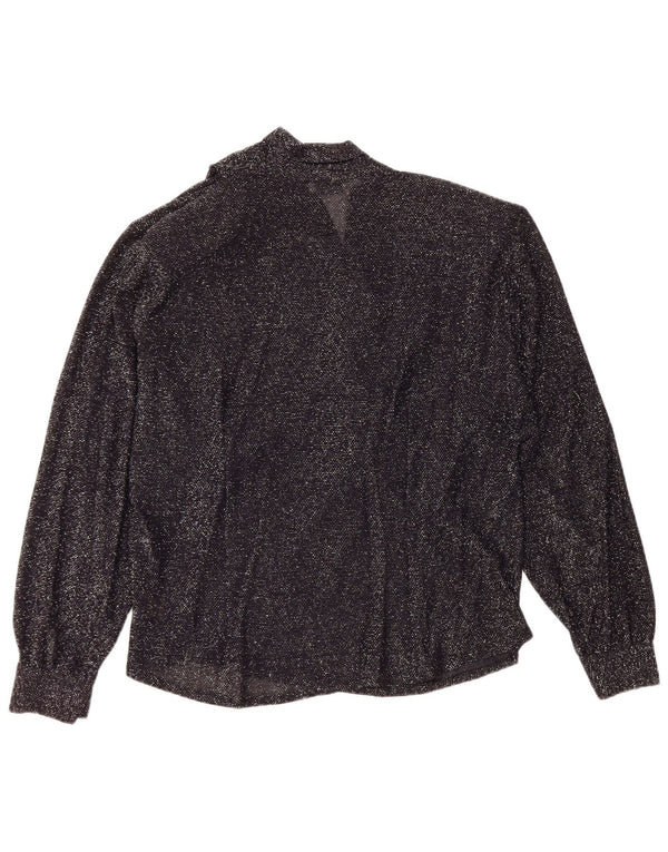 Giulia Galanti Womens Long Sleeve Blouse Top UK 14 Medium Black Flecked