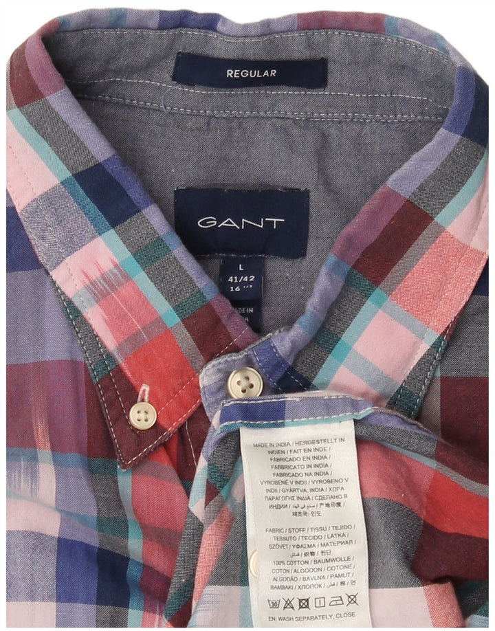 Gant Mens Short Sleeve Shirt Size 16 1/2 41/42 Large Multicoloured Check
