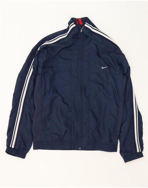 Nike Mens Tracksuit Top Jacket UK 38/40 Medium Navy Blue Colourblock Nylon