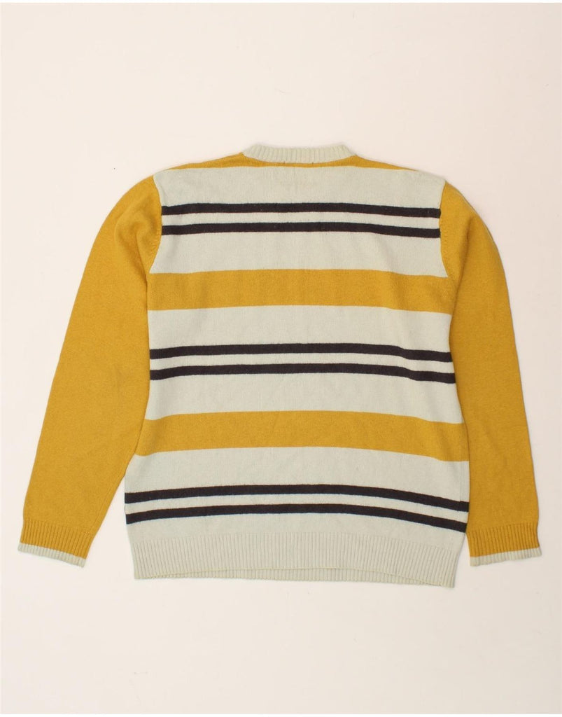 SERGIO TACCHINI Womens Crew Neck Jumper Sweater UK 18 XL Yellow Striped Vintage Sergio Tacchini and Second-Hand Sergio Tacchini from Messina Hembry 