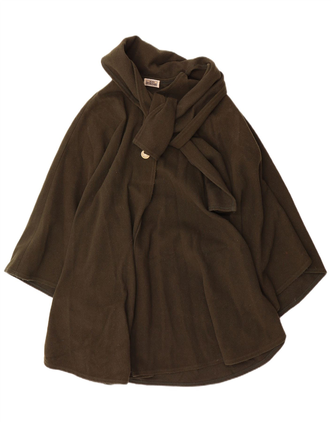 Alba Fornari Womens Poncho Coat One Size Khaki Wool