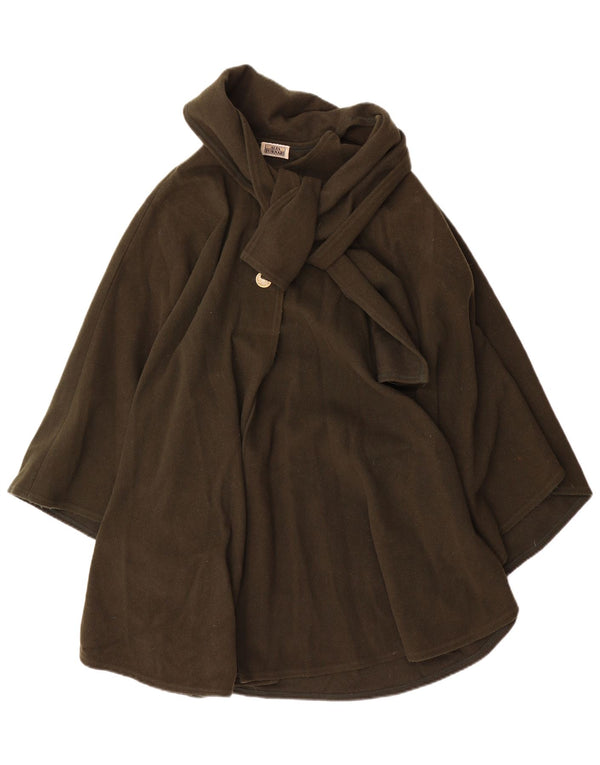 Alba Fornari Womens Poncho Coat One Size Khaki Wool